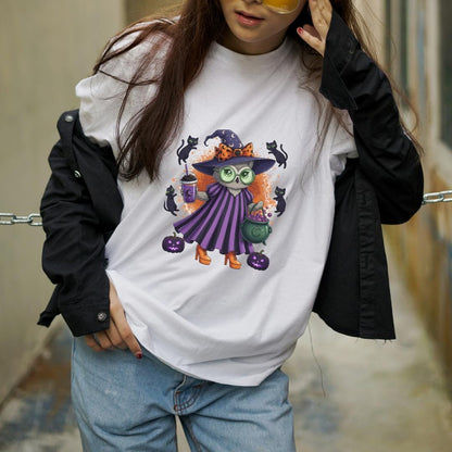 Cute Witch Cat Halloween PNG | Kawaii Witch Cat Clipart | Spooky Fall Cat with Cauldron Digital Download | Halloween Sublimation PNG